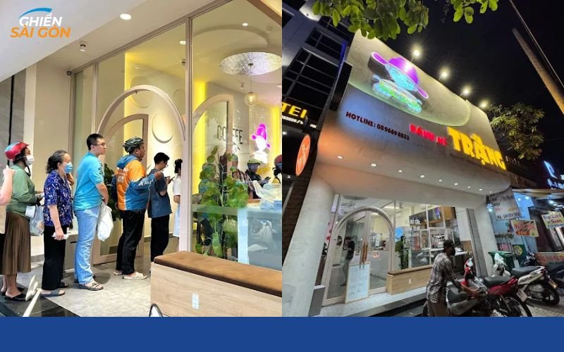 Thực khách xếp hàng đông đúc chờ mua bánh mì Trạng tại khu vực đợi