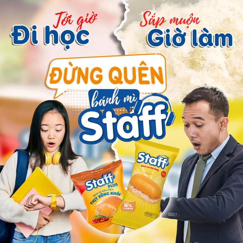 Thưởng thức bánh mì Staff 60g tiện lợi mọi lúc mọi nơi, thể hiện sự tiện ích của bánh mì staff giá phải chăng.