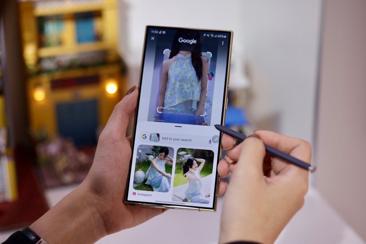 Tính năng khoanh vùng search đa năng trên Galaxy S24 cho phép người dùng tìm kiếm thông tin ngay lập tức chỉ bằng một thao tác, rất hữu ích khi tìm hiểu về nguyên liệu làm bánh mì chuyển ngữ