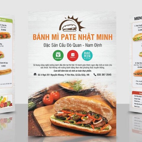 Tờ rơi bánh mì Nam Định với hình ảnh bánh mì tươi ngon