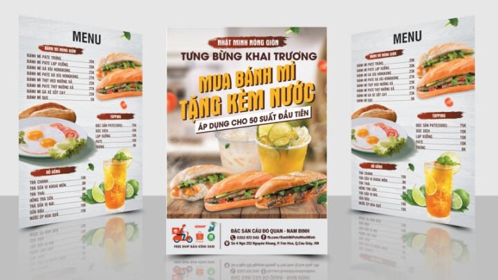 Tờ rơi bánh mì với thiết kế hiện đại