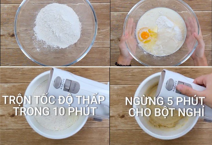 Trộn bột bánh mì phô mai chà bông