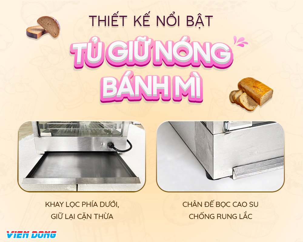 Tủ hâm nóng bánh mì đã qua sử dụng, vẫn còn mới và hoạt động tốt.