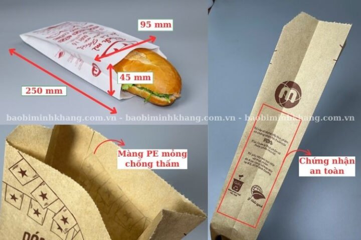 Túi giấy bánh mì chất liệu kraft bảo quản bánh mì tươi ngon