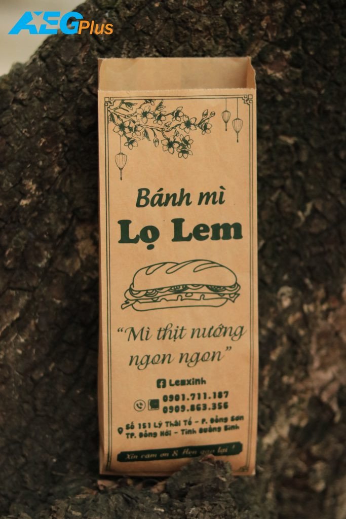 Túi giấy bánh mì kraft màu nâu thân thiện môi trường