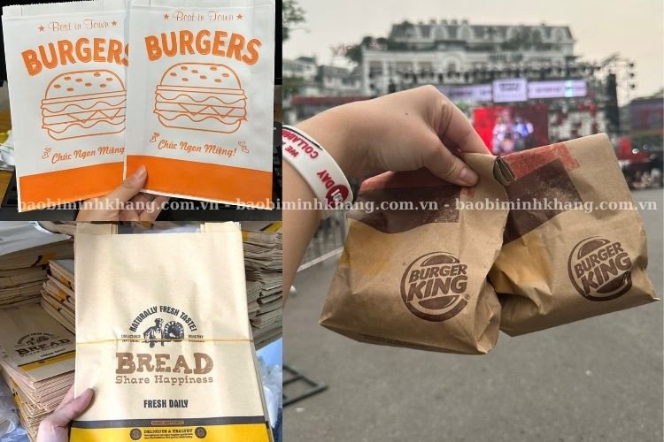 Túi giấy bánh mì tròn cho hamburger và bánh mì ổ