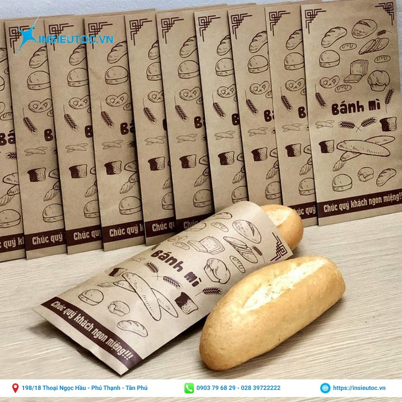 Túi giấy trắng đựng bánh mì truyền thống Việt Nam