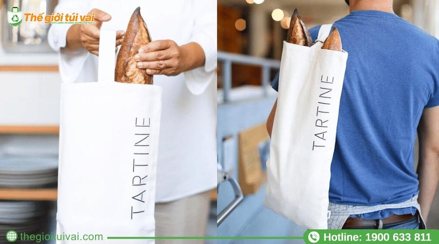 Túi vải đựng bánh mì kiểu dáng quai xách mang theo mọi nơi