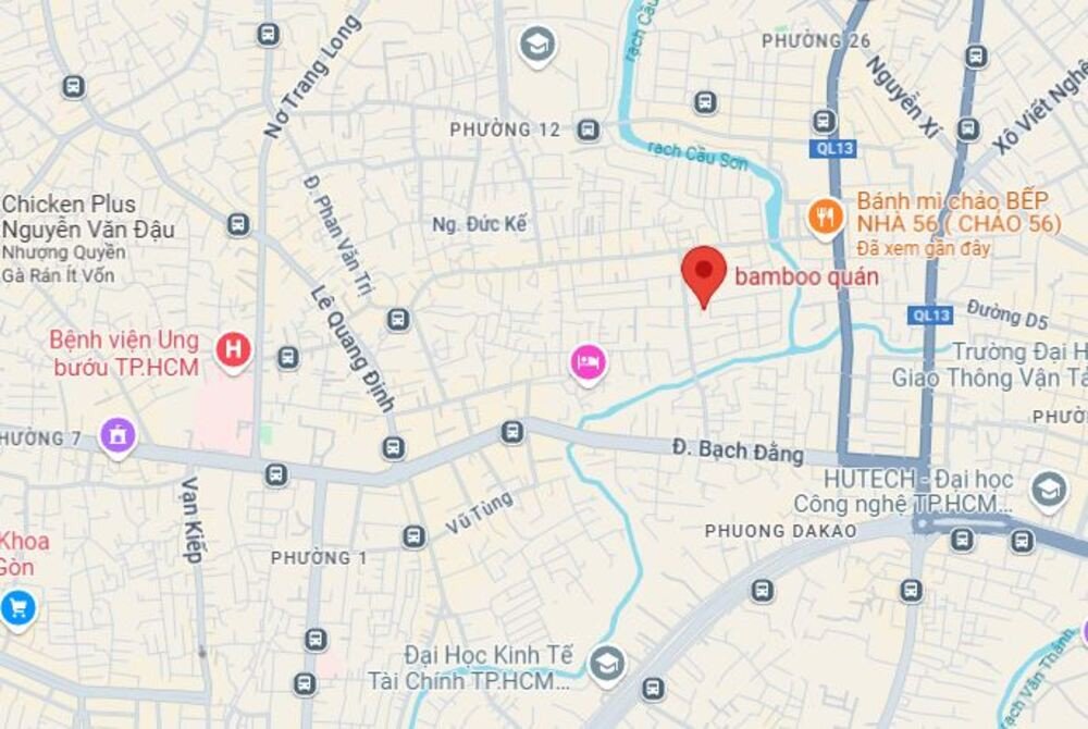 Vị trí của quán Bánh Mì Chảo Bamboo trong hẻm Bùi Đình Túy Bình Thạnh