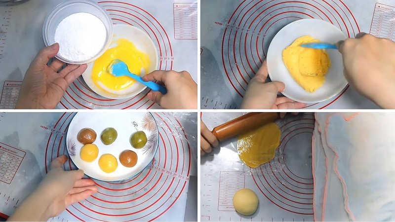 Vỏ bánh mì dưa lưới được cán mỏng và tạo hình