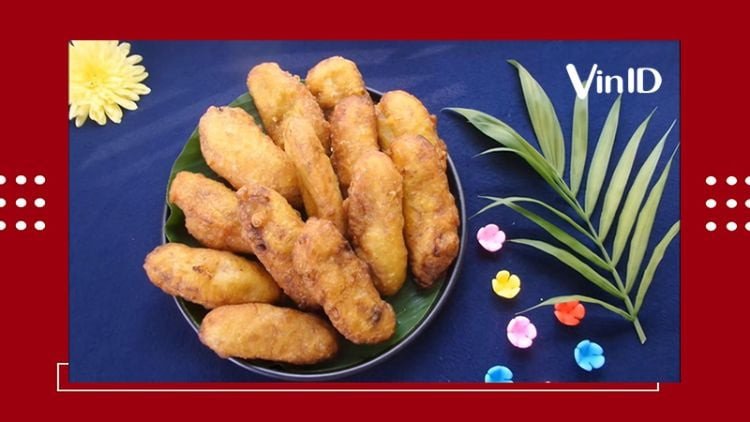 Bánh chuối chiên vàng giòn với vỏ bột gạo, vị thơm béo