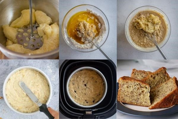 Bánh chuối nướng bằng nồi chiên không dầu với lớp mặt vàng ươm, hấp dẫn