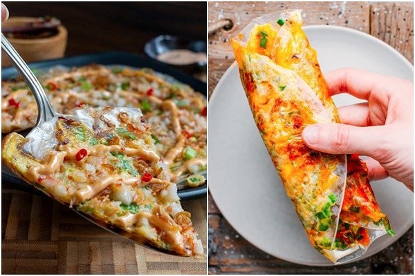 Bánh tráng nướng vỉa hè nóng hổi vừa ra lò từ chảo chống dính