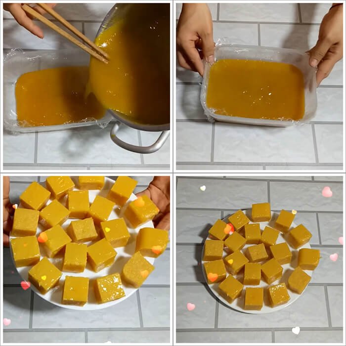 Bánh xoài dẻo mịn đã được đổ khuôn và làm lạnh