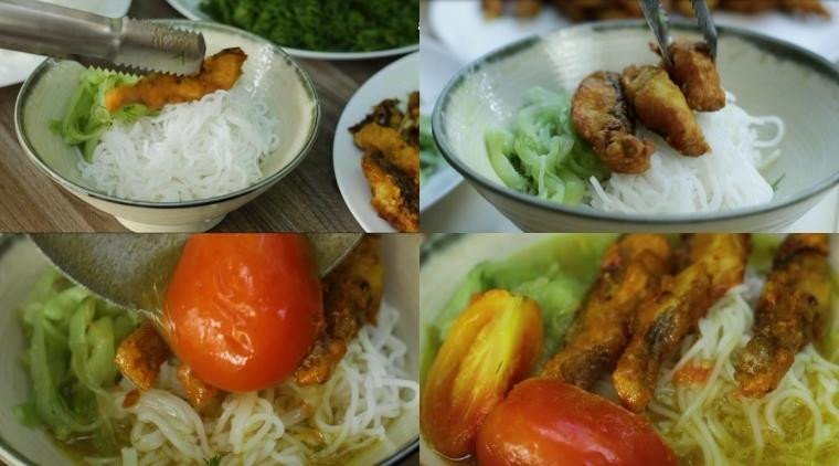 Bát bún cá rô phi nóng hổi, thơm ngon đã hoàn thành