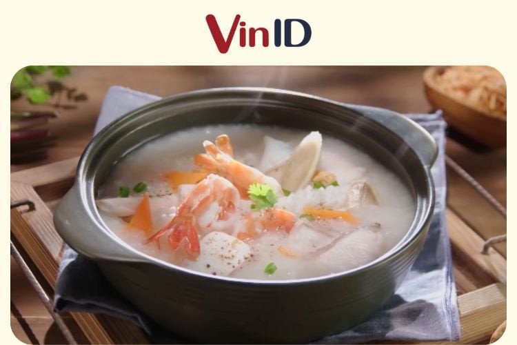 Bát cháo hải sản ngưu bàng hấp dẫn cho bữa ăn