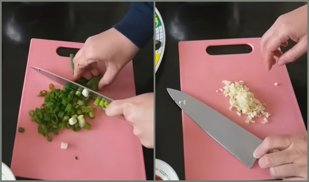 Bí ngòi cắt xéo, tỏi băm