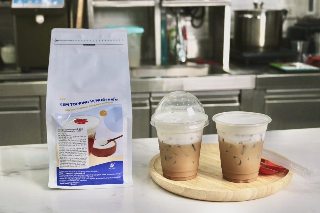 Bột kem topping vị muối biển, nguyên liệu chính ảnh hưởng đến cà phê muối bao nhiêu calo