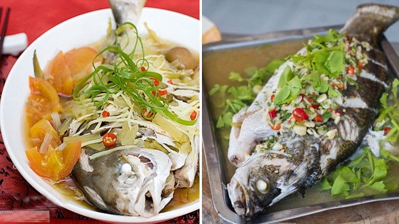 Cá chim hấp bia và hấp hành thanh đạm