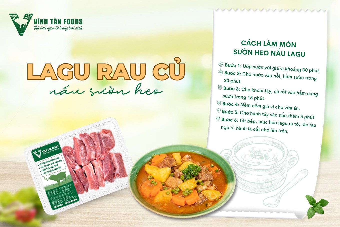 Các bước nấu lagu sườn non heo tại nhà