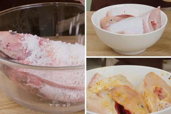 Các bước sơ chế và tẩm ướp cá diêu hồng chuẩn bị nấu canh măng chua