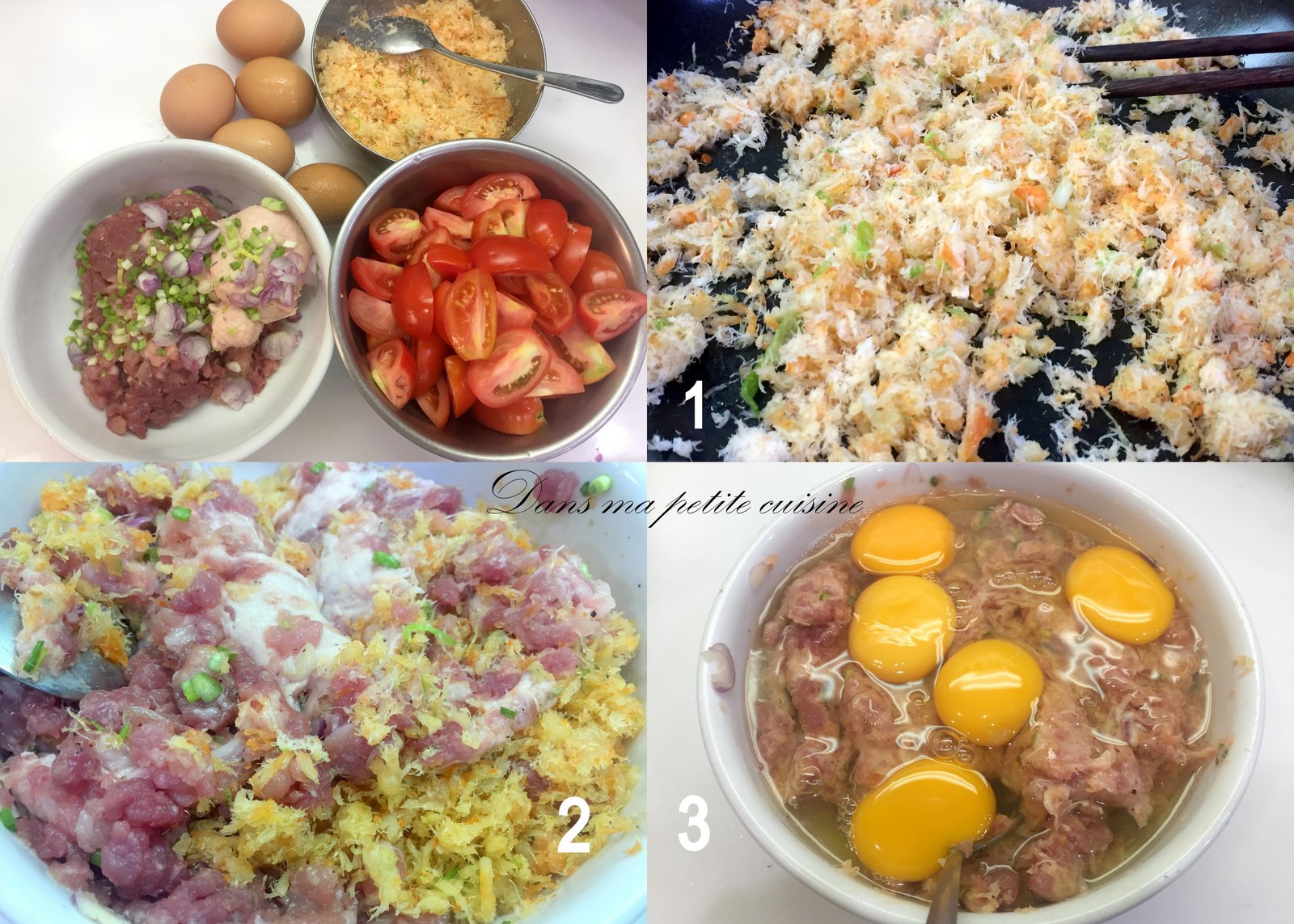 Các bước sơ chế và xào nấu tôm khô, cà chua để làm riêu tôm thịt