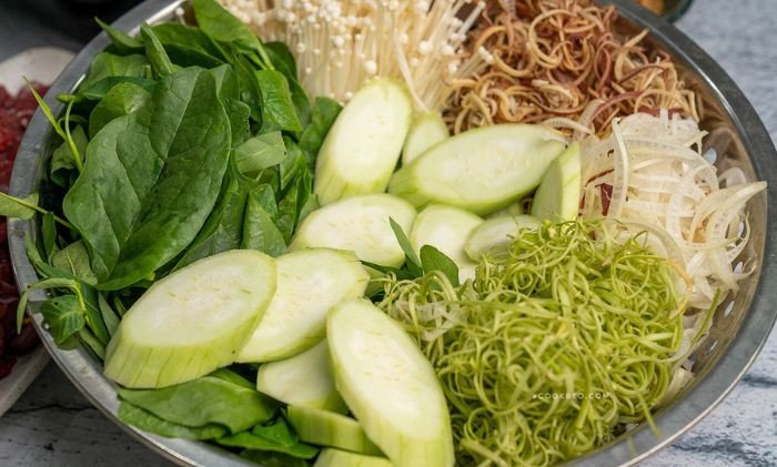 các loại rau tươi ăn kèm lẩu cua đồng