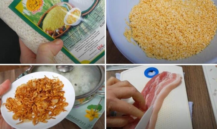 Các nguyên liệu chuẩn bị để làm xôi khúc nhân thịt truyền thống