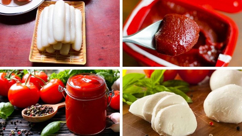 Các nguyên liệu cơ bản cho cách nấu tokbokki phô mai đơn giản