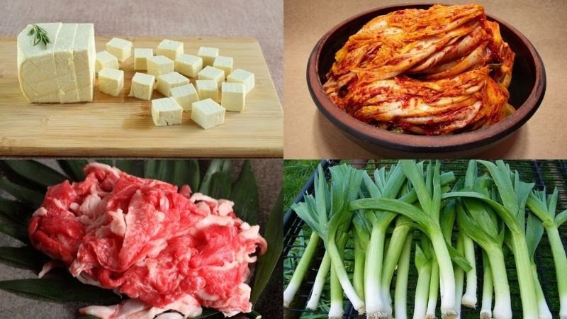 Các nguyên liệu cơ bản để làm canh kim chi thịt bò nhanh gọn