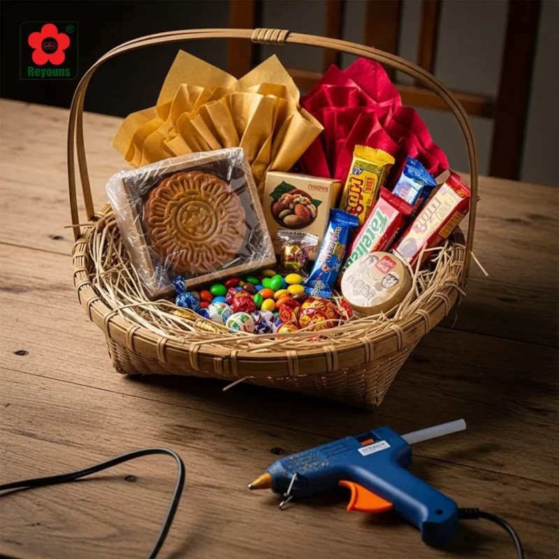 Các nguyên liệu để làm giỏ quà bánh kẹo Trung Thu