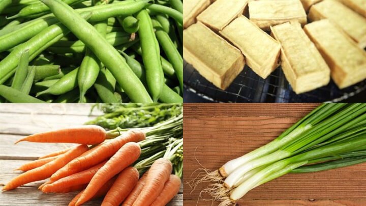 Các nguyên liệu tươi ngon cho món đậu que xào cà rốt