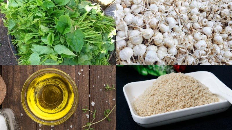 Các nguyên liệu tươi ngon để chế biến món rau lang xào tỏi