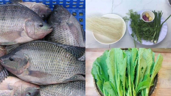 Các nguyên liệu tươi ngon để nấu canh cá rô đồng bánh đa tại nhà