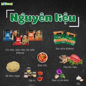 Các nguyên liệu tươi ngon để nấu mì cay xúc xích kiểu Hàn