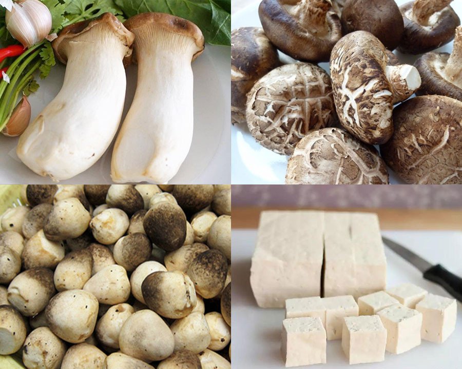 Các nguyên liệu tươi sạch để làm đậu Tứ Xuyên chay