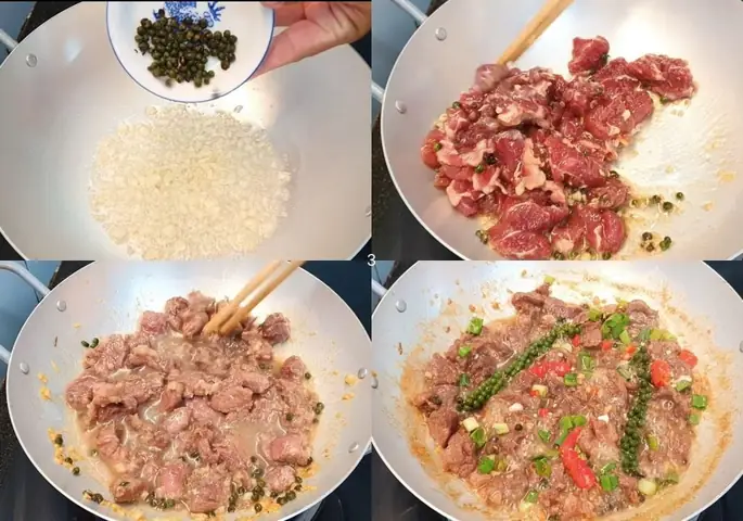 Kho thịt bò với tiêu xanh Kho thịt bò với tiêu xanh