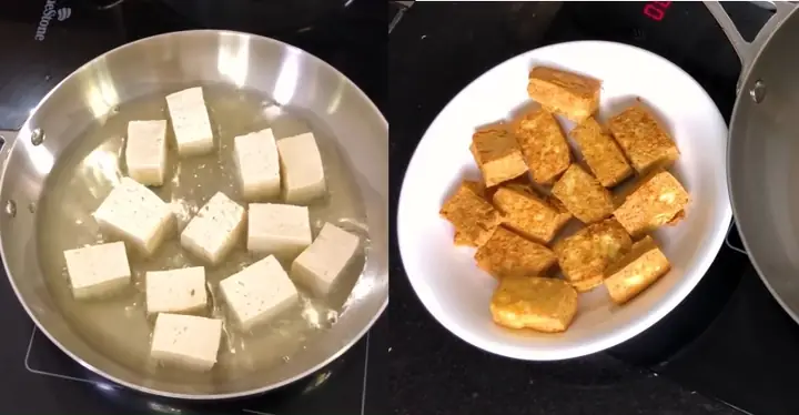 Bước 4: Chiên đậu hũ Bước 4: Chiên đậu hũ