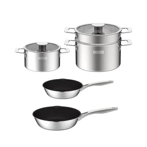 Bộ nồi Inox liền khối Elmich Hera EL-8134IN size 18, nồi hấp 22 chảo 20, chảo 26cm Bộ nồi Inox liền khối Elmich Hera EL-8134IN size 18, nồi hấp 22 chảo 20, chảo 26cm