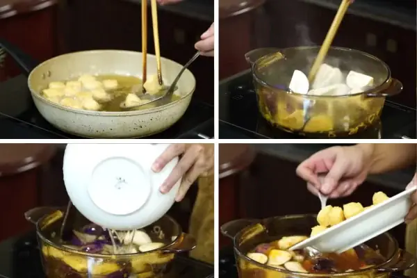 Bước 2: Xào nguyên liệu Bước 2: Xào nguyên liệu