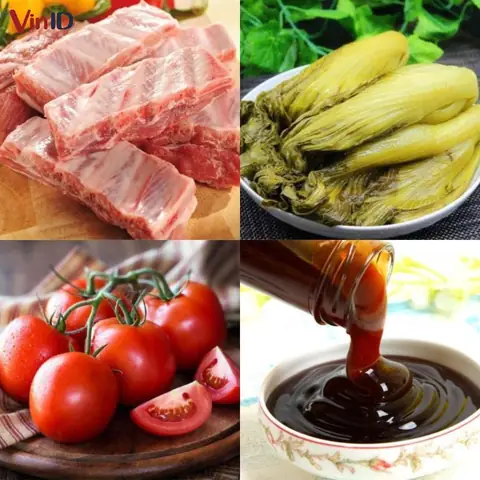 1. Nguyên liệu nấu canh cải chua sườn chua