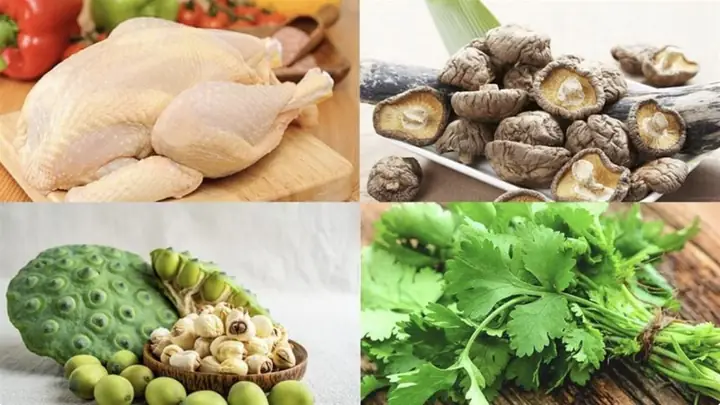 1.1. Nguyên liệu làm món canh gà hạt sen 1.1. Nguyên liệu làm món canh gà hạt sen