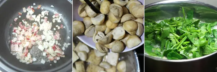 Bước 2: Nấu canh nấm rơm với mồng tơi Bước 2: Nấu canh nấm rơm với mồng tơi