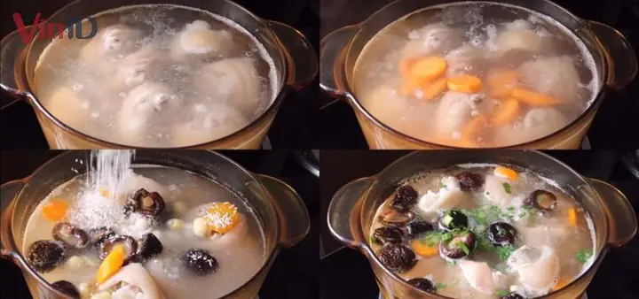 2. Các bước nấu chân giò hầm hạt sen