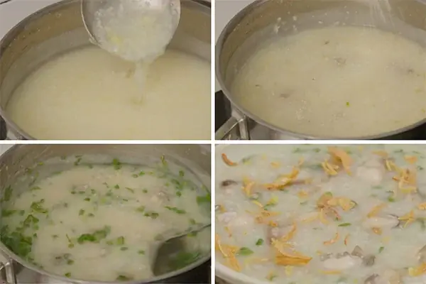 Nấu cháo nấm rơm