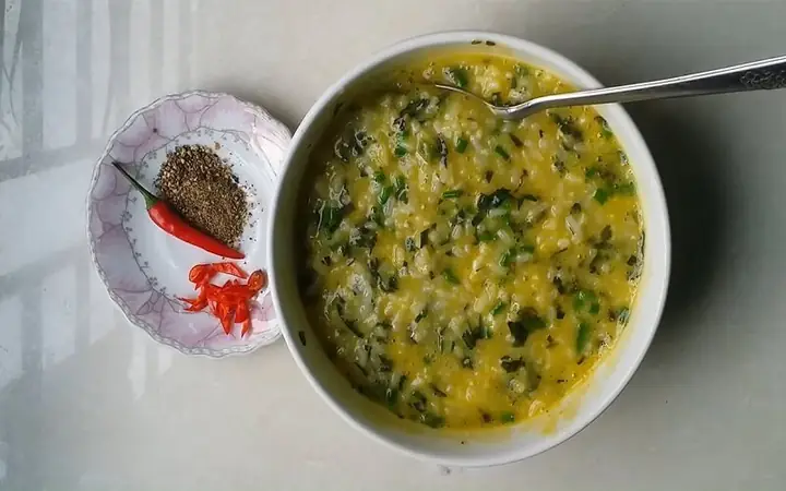 Cháo trứng gà tía tô Cháo trứng gà tía tô