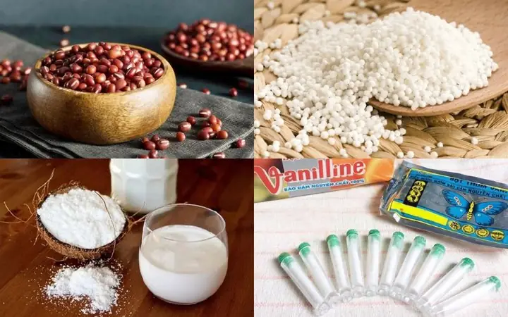 Nguyên liệu làm chè đậu đỏ bột báng bằng nồi áp suất