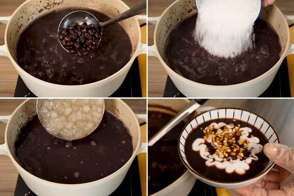 cách nấu chè đỗ đen trân châu nước cốt dừa