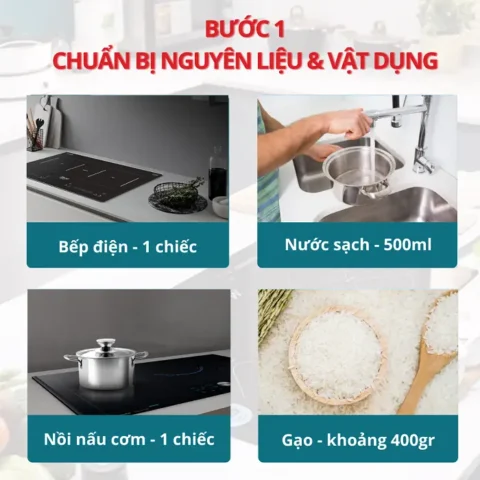 cách nấu cơm bằng bếp điện