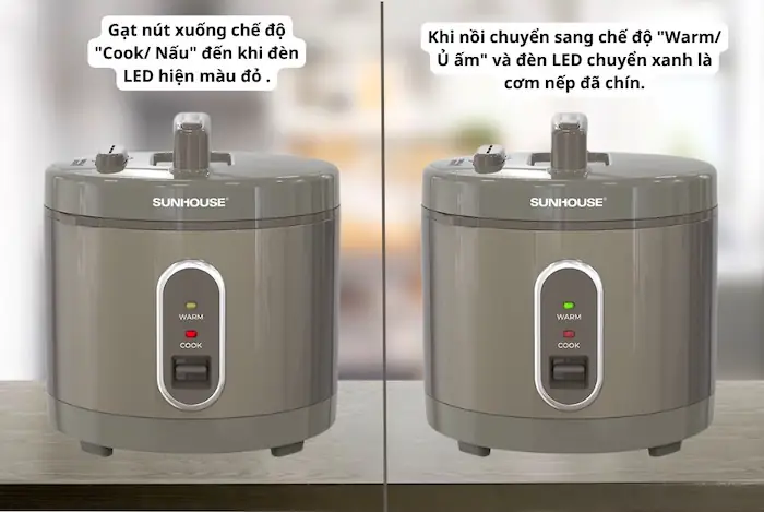 cách nấu cơm nếp bằng nồi cơm điện